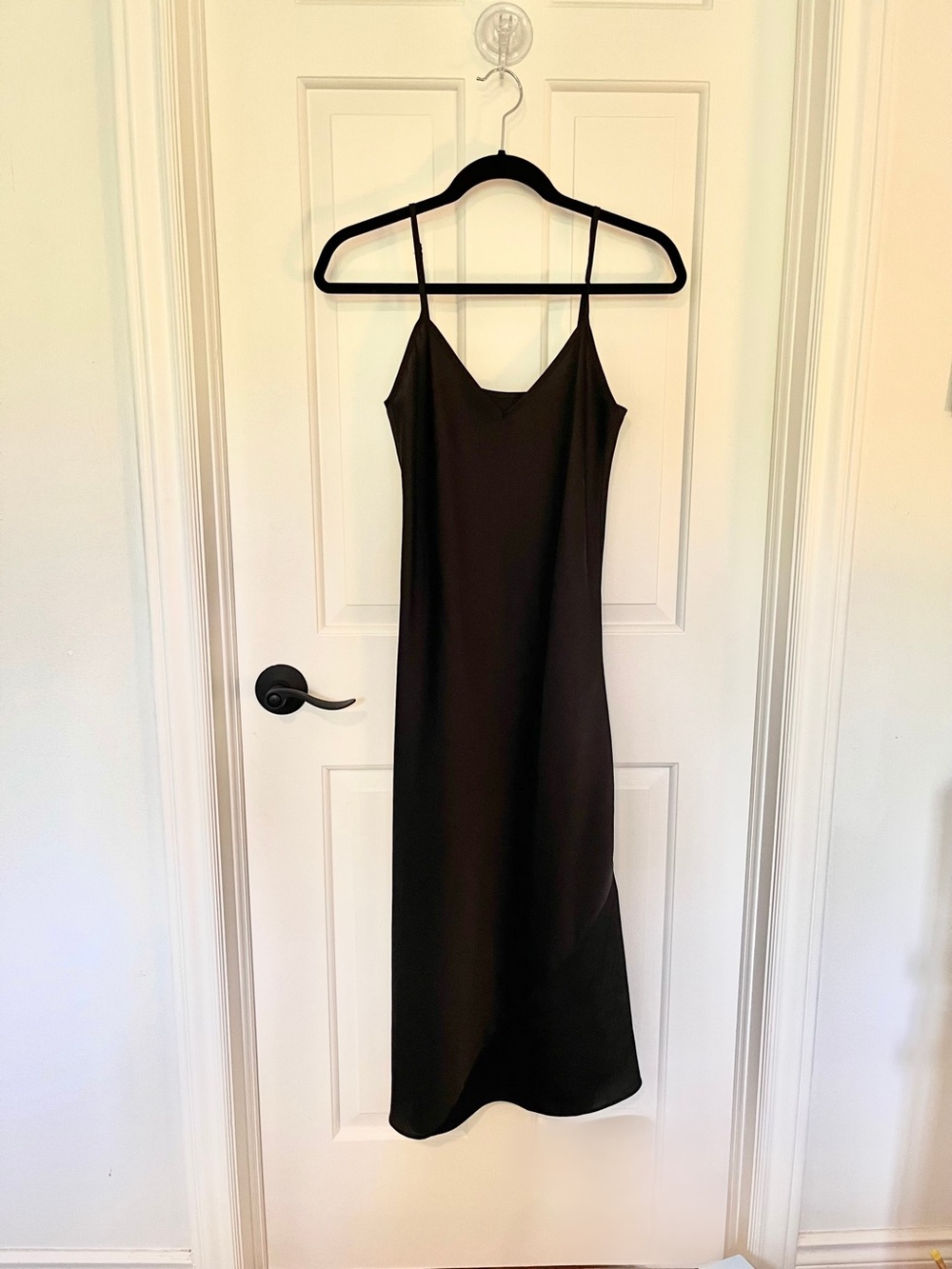 Knix X The Birds Papaya Black Satin V Neck Slip Dress